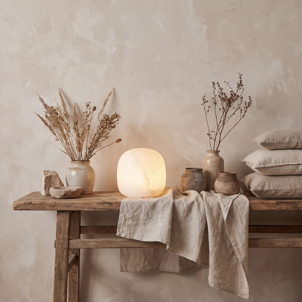 蛍 Hotaru · Firefly - Alabaster lamp, pebble, size S