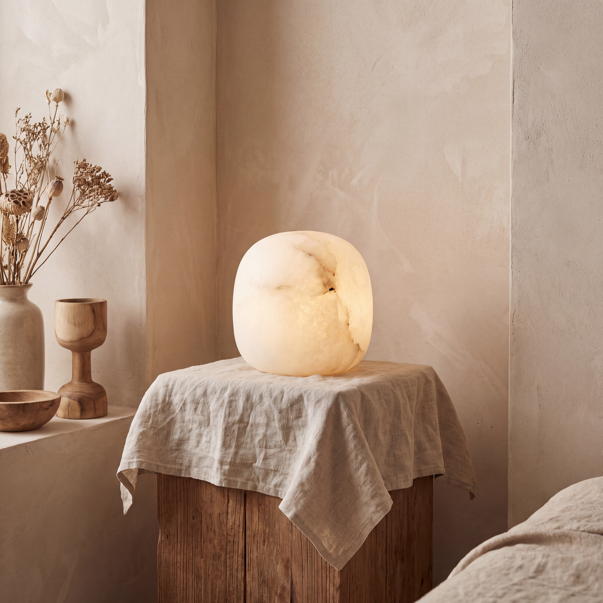蛍 Hotaru · Firefly - Alabaster lamp, pebble, size S