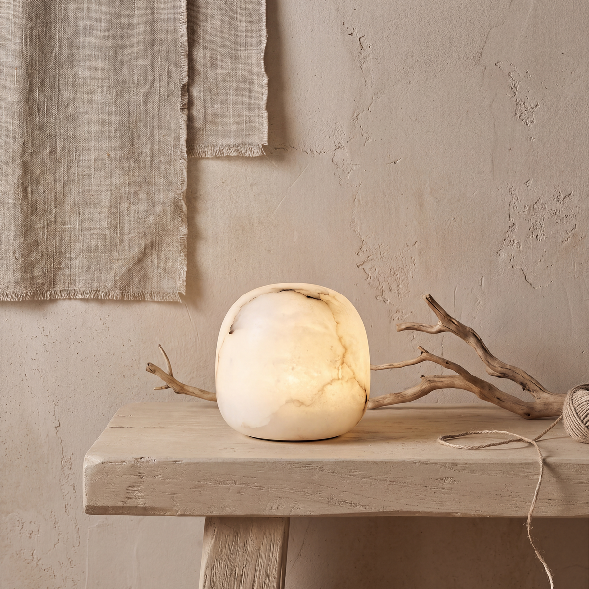 蛍 Hotaru · Firefly - Alabaster lamp, pebble, size S