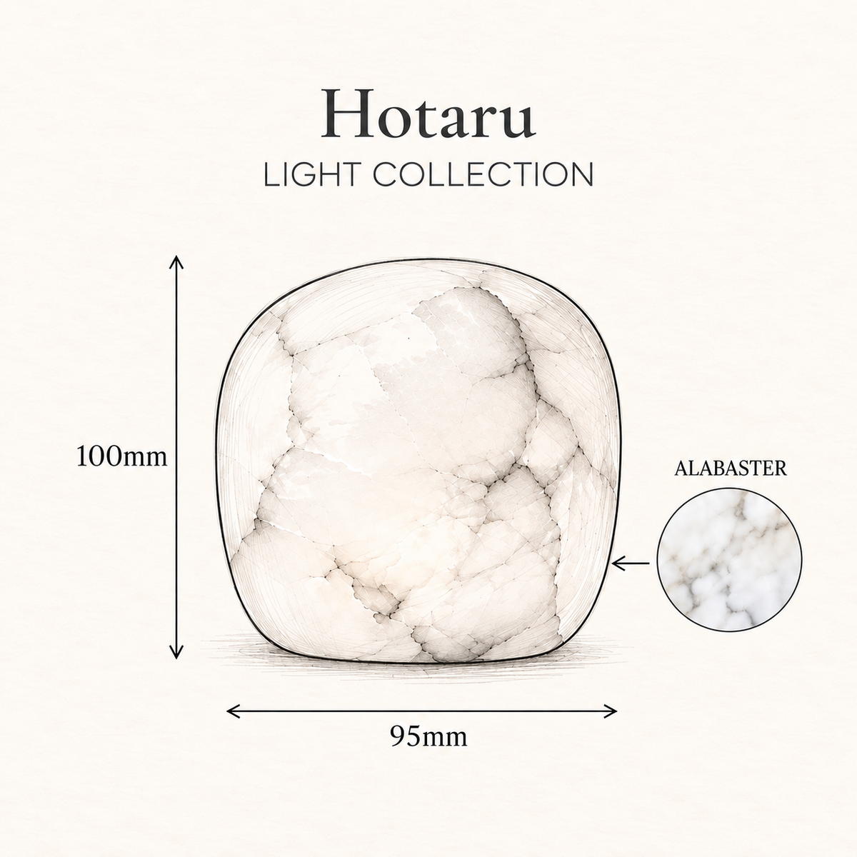 蛍 Hotaru · Firefly - Alabaster lamp, pebble, size S