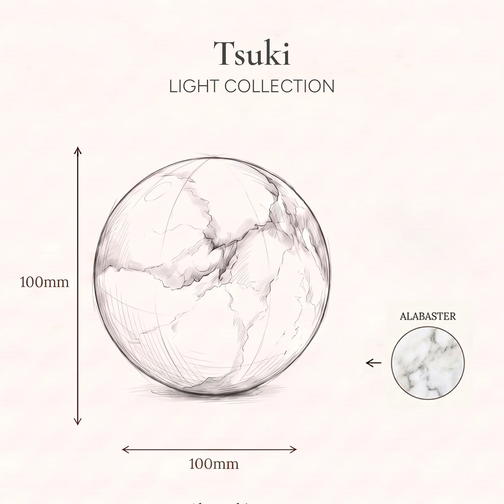 月 Tsuki · Moon - Lampa alabastrowa, kula, rozmiar S